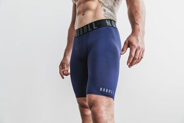 Nobull Compression 9" Men's Shorts Navy | Australia (SZ2105)